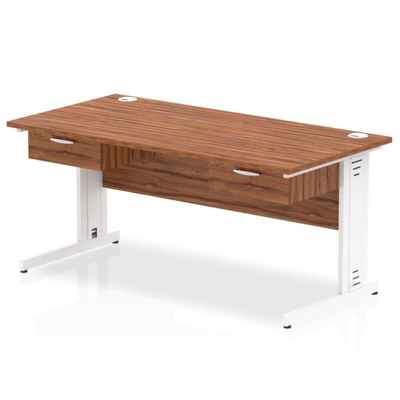 Impulse Cable Managed Straight Desk White Frame With Two One Drawer Fixed Pedestals - Image 7