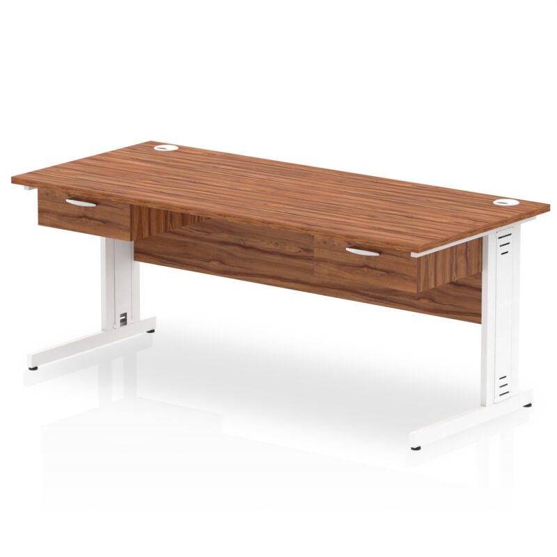 Impulse Cable Managed Straight Desk White Frame With Two One Drawer Fixed Pedestals - Image 14