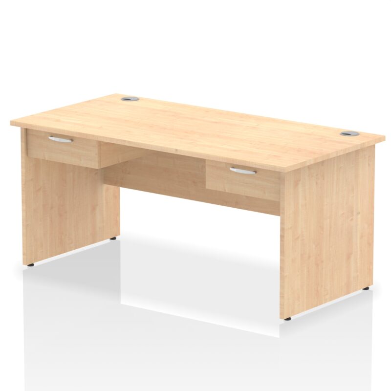 Impulse Panel End Straight Desk Frame With Two One Drawer Fixed Pedestals - Image 4