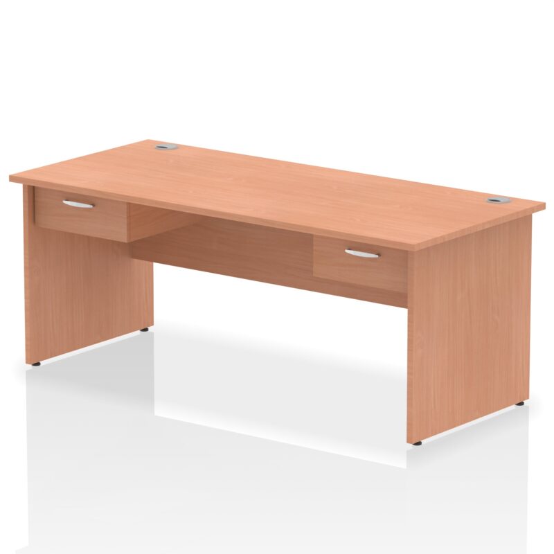 Impulse Panel End Straight Desk Frame With Two One Drawer Fixed Pedestals - Image 8