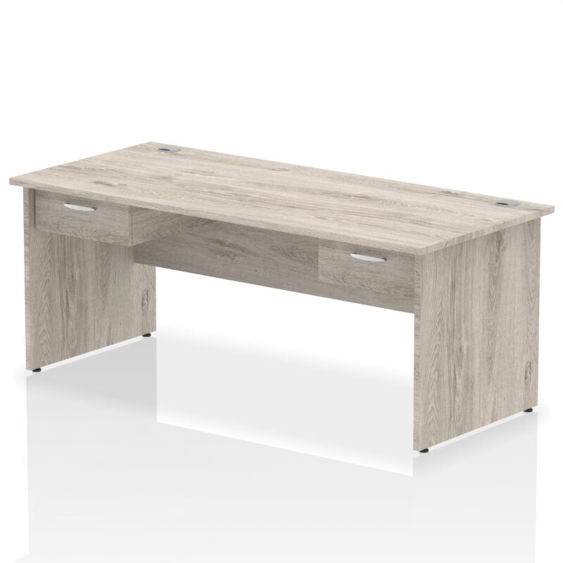 Impulse Panel End Straight Desk Frame With Two One Drawer Fixed Pedestals - Image 25