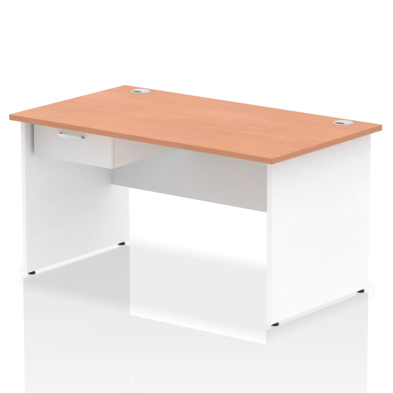 Impulse Panel End Straight Desk Frame With Single One Drawer Fixed Pedestal - Image 35