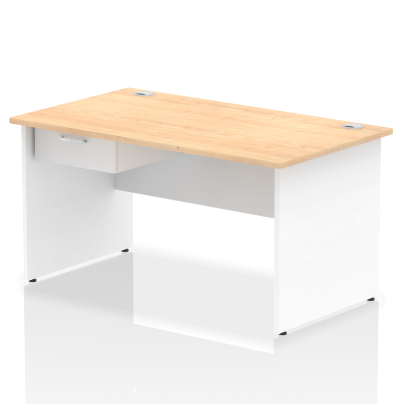 Impulse Panel End Straight Desk Frame With Single One Drawer Fixed Pedestal - Image 38