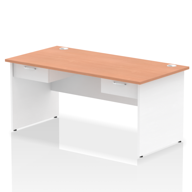 Impulse Panel End Straight Desk Frame With Two One Drawer Fixed Pedestals - Image 14
