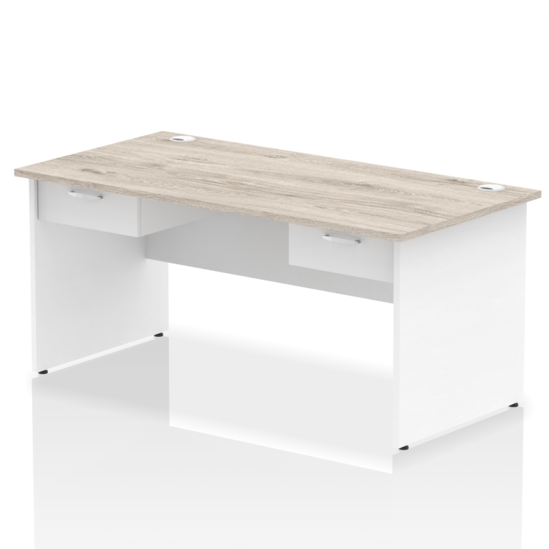 Impulse Panel End Straight Desk Frame With Two One Drawer Fixed Pedestals - Image 16