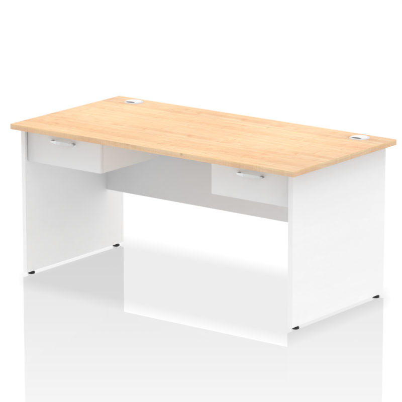 Impulse Panel End Straight Desk Frame With Two One Drawer Fixed Pedestals - Image 26