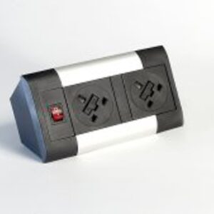 Impulse Desktop Module 2 x 5A UK Sockets, 1 x Neon Switch, 1 x 500mm Lead to 3 Pole Connector in Black - Image 2