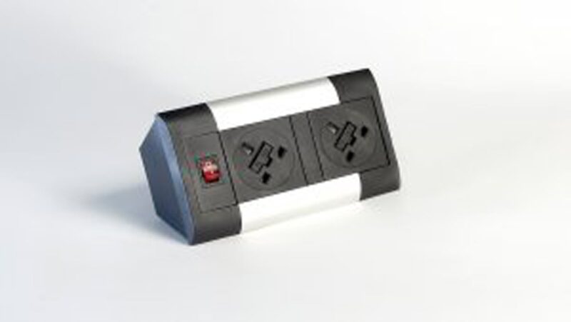 Impulse Desktop Module 2 x 5A UK Sockets, 1 x Neon Switch, 1 x 500mm Lead to 3 Pole Connector in Black - Image 2