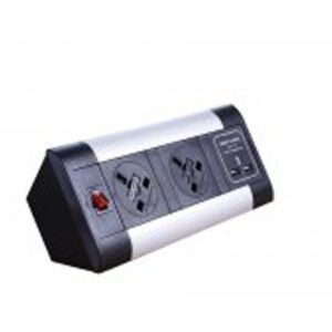 Impulse Desktop Module 2 x 5A UK Sockets, 1 x Neon Switch, 1 x 500mm Lead to 3 Pole Connector in Black - Image 3