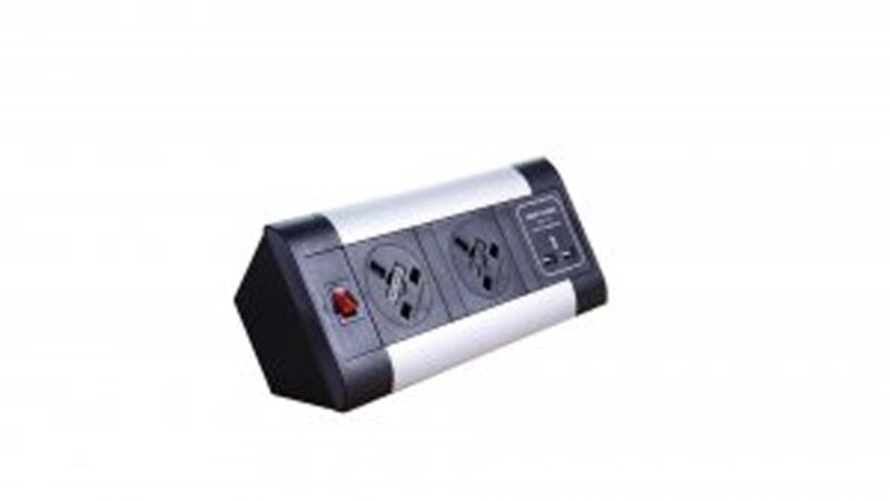 Impulse Desktop Module 2 x 5A UK Sockets, 1 x Neon Switch, 1 x 500mm Lead to 3 Pole Connector in Black - Image 3