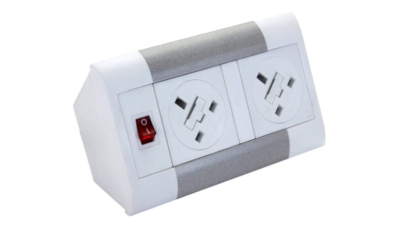 Impulse Desktop Module 2 x 5A UK Sockets, 1 x Neon Switch, 1 x 500mm Lead to 3 Pole Connector in White - Image 3