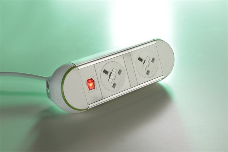 Impulse Desktop Module 2 x 3.15A UK Sockets, 1 x Neon Switch, 1 x 500mm Lead to 3 Pole Connector in Black - Image 4