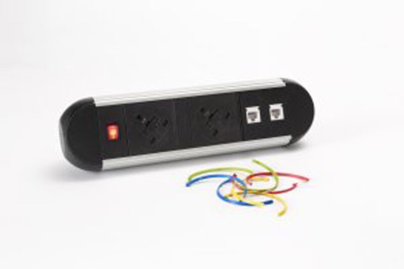 Impulse Desktop Module 2 x 3.15A UK Sockets, 1 x Neon Switch, 1 x 500mm Lead to 3 Pole Connector in White - Image 2