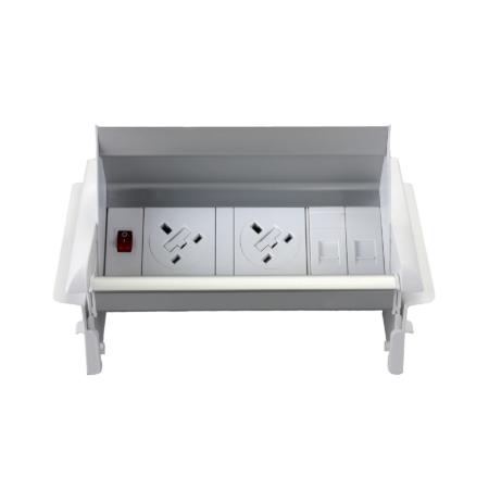 Impulse Pop-Up Module 2 x UK Sockets, 1 x Neon Switch, 1 x 500mm Lead to 3 Pole Connector in White