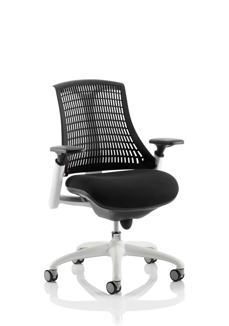 Flex Medium Back White Frame Task Operator Office Chair with Arms - Image 9
