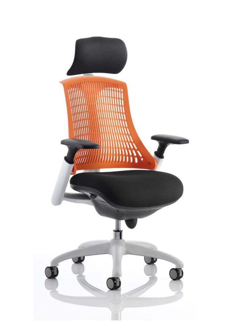 Flex Medium Back White Frame Task Operator Office Chair with Arms - Image 6
