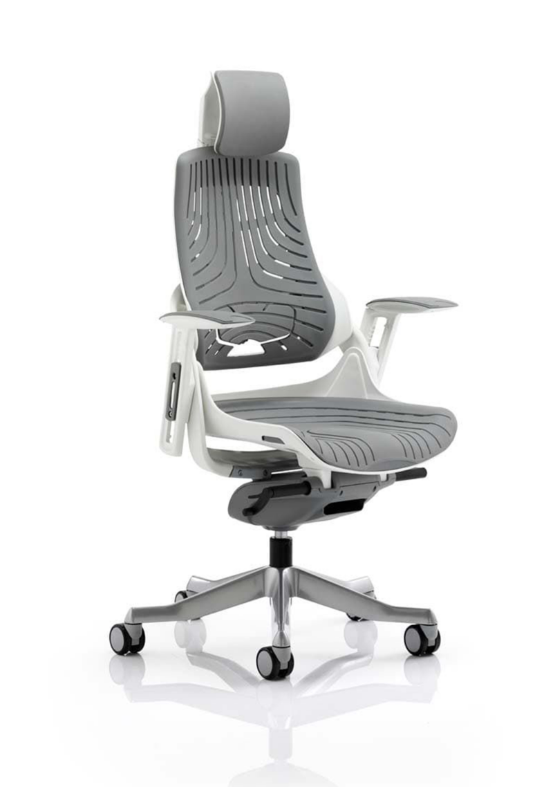 Zure High Back White Shell Executive Office Chair with Arms - Image 9