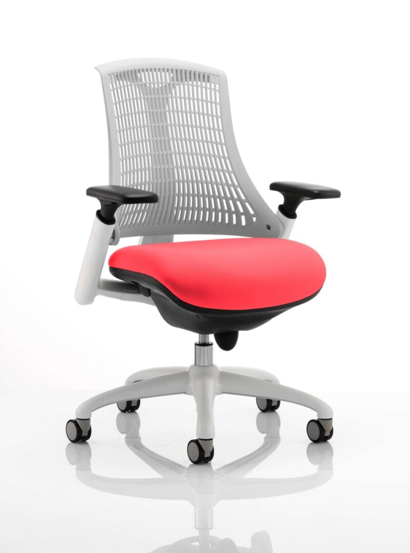 Flex Medium Back White Frame Task Operator Office Chair with Arms - Image 30