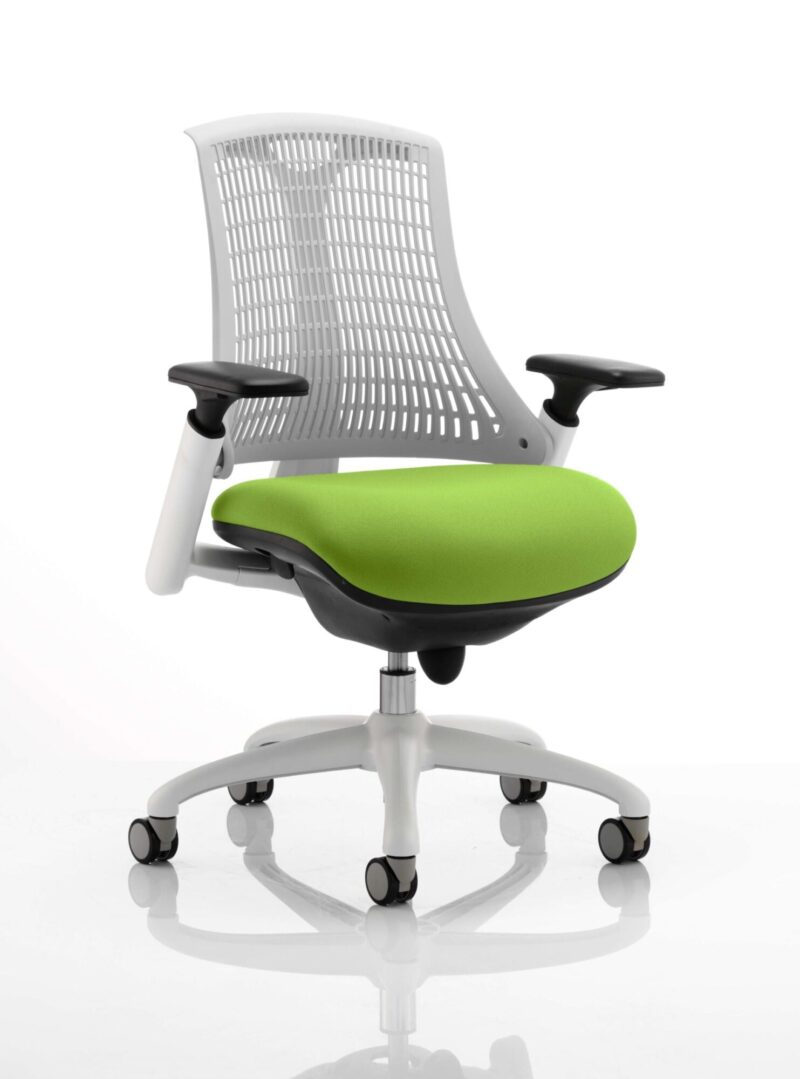Flex Medium Back White Frame Task Operator Office Chair with Arms - Image 29