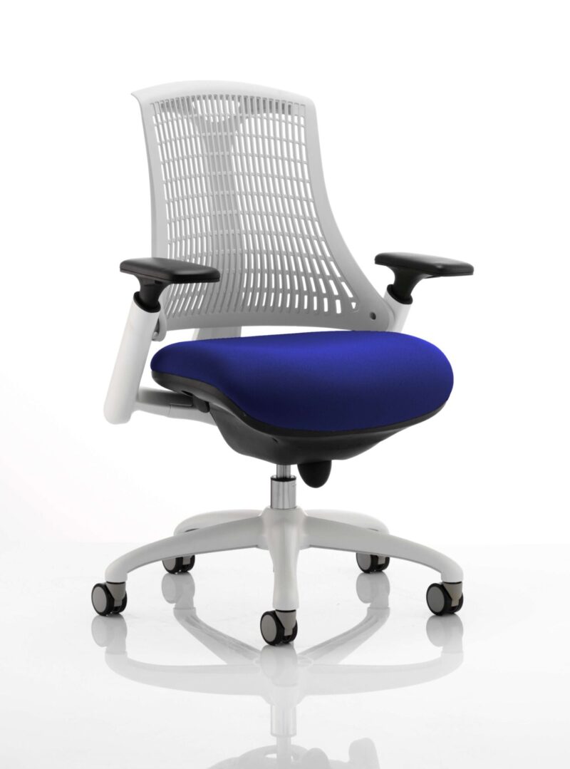 Flex Medium Back White Frame Task Operator Office Chair with Arms - Image 28