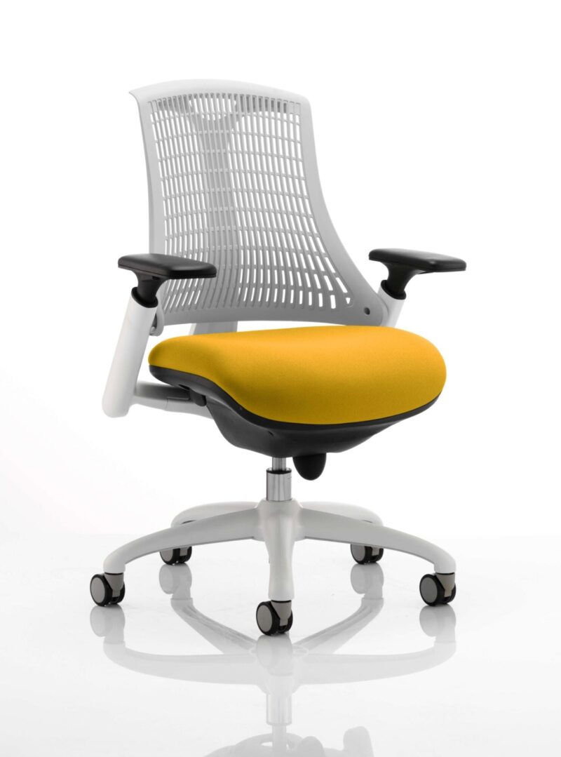 Flex Medium Back White Frame Task Operator Office Chair with Arms - Image 26
