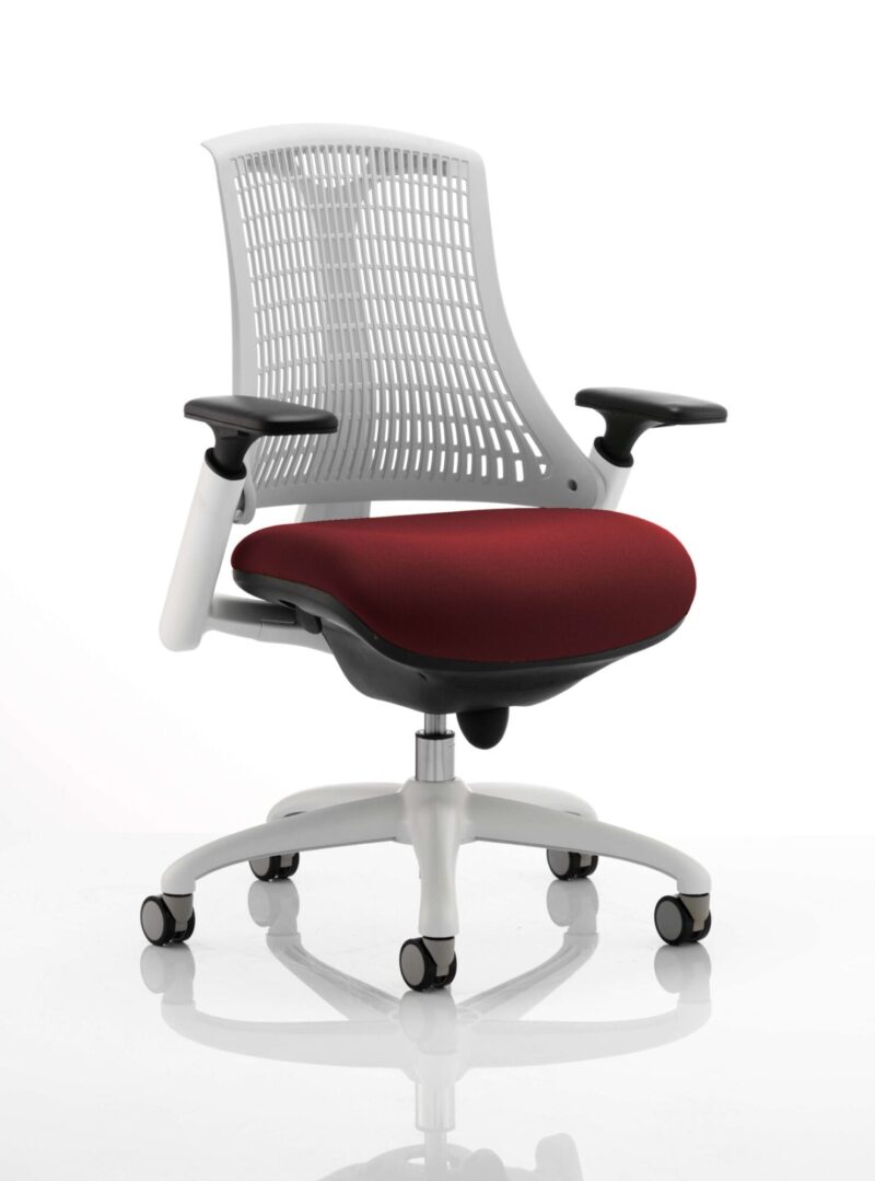 Flex Medium Back White Frame Task Operator Office Chair with Arms - Image 25