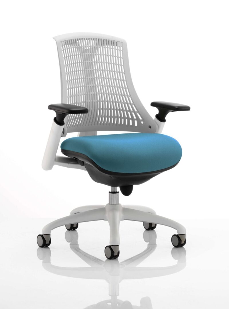 Flex Medium Back White Frame Task Operator Office Chair with Arms - Image 23