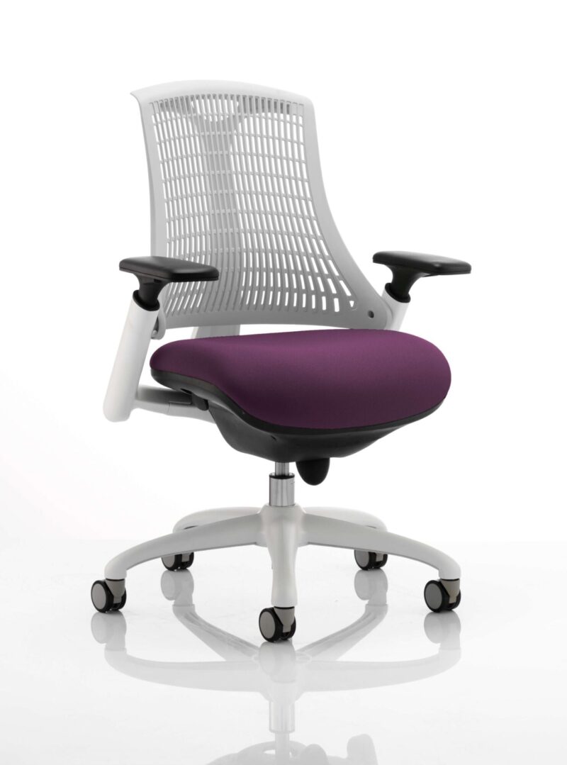 Flex Medium Back White Frame Task Operator Office Chair with Arms - Image 24