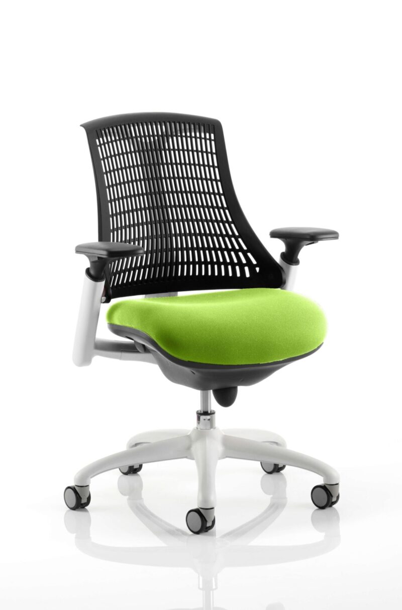 Flex Medium Back White Frame Task Operator Office Chair with Arms - Image 21