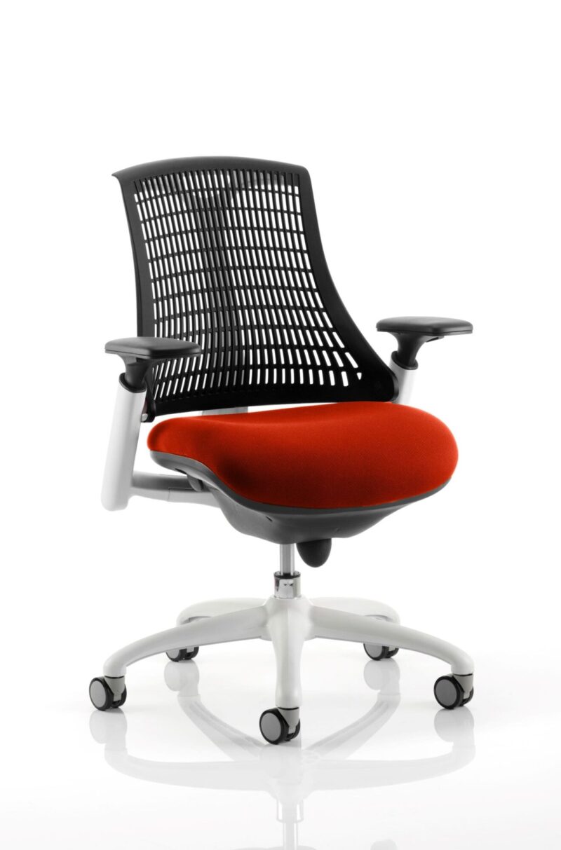 Flex Medium Back White Frame Task Operator Office Chair with Arms - Image 32