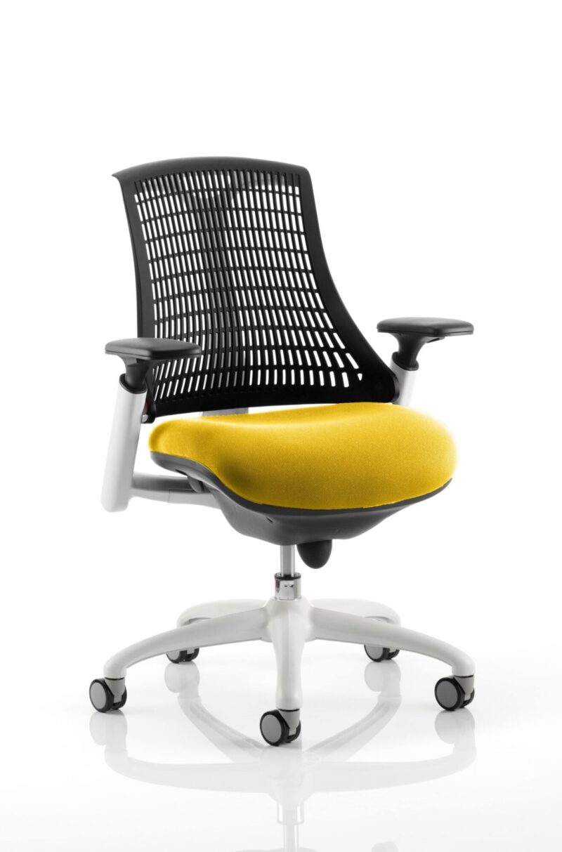 Flex Medium Back White Frame Task Operator Office Chair with Arms - Image 31