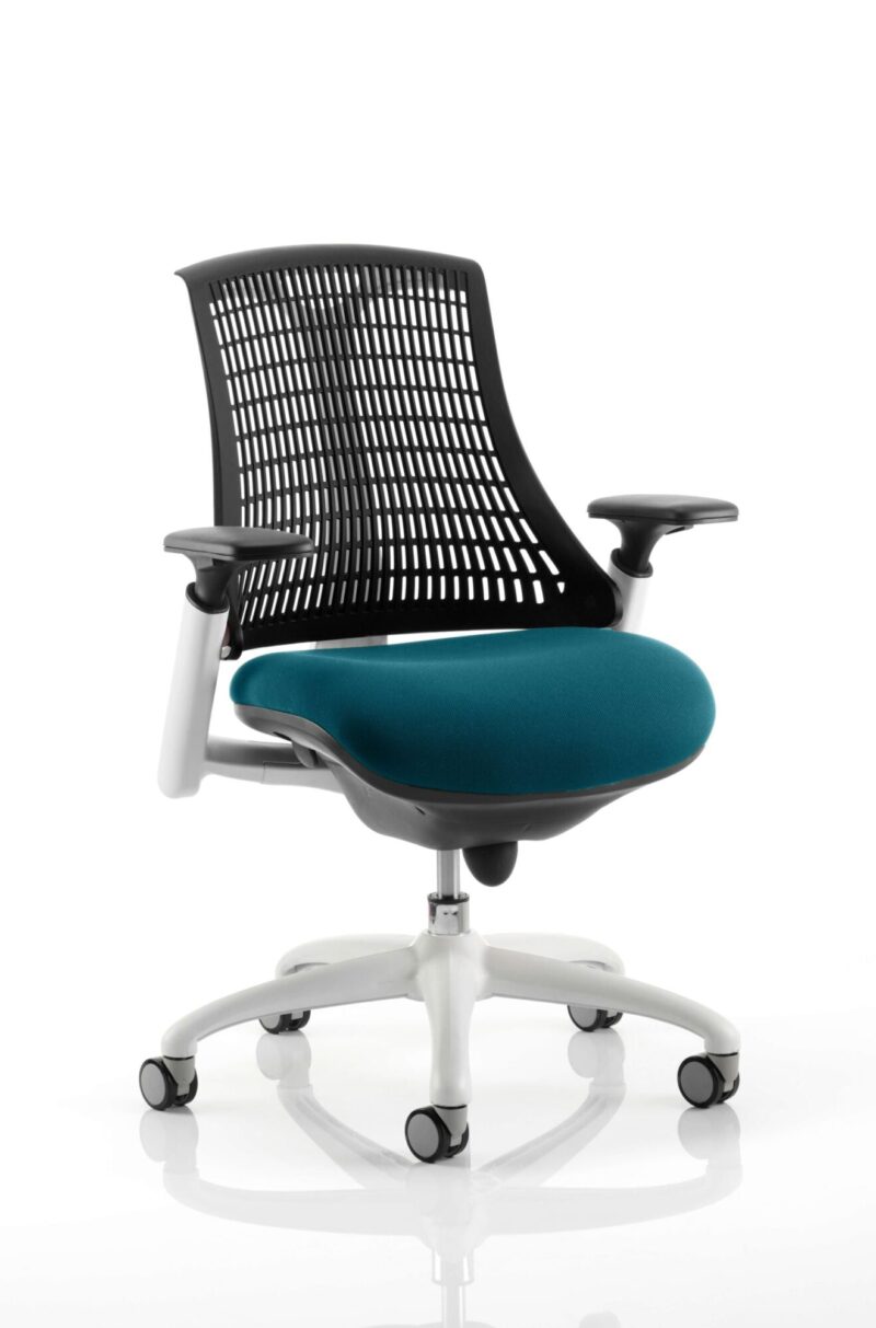 Flex Medium Back White Frame Task Operator Office Chair with Arms - Image 18