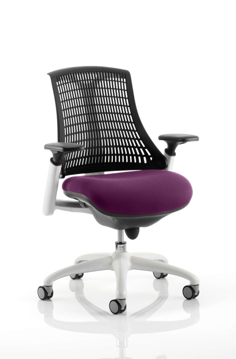 Flex Medium Back White Frame Task Operator Office Chair with Arms - Image 17