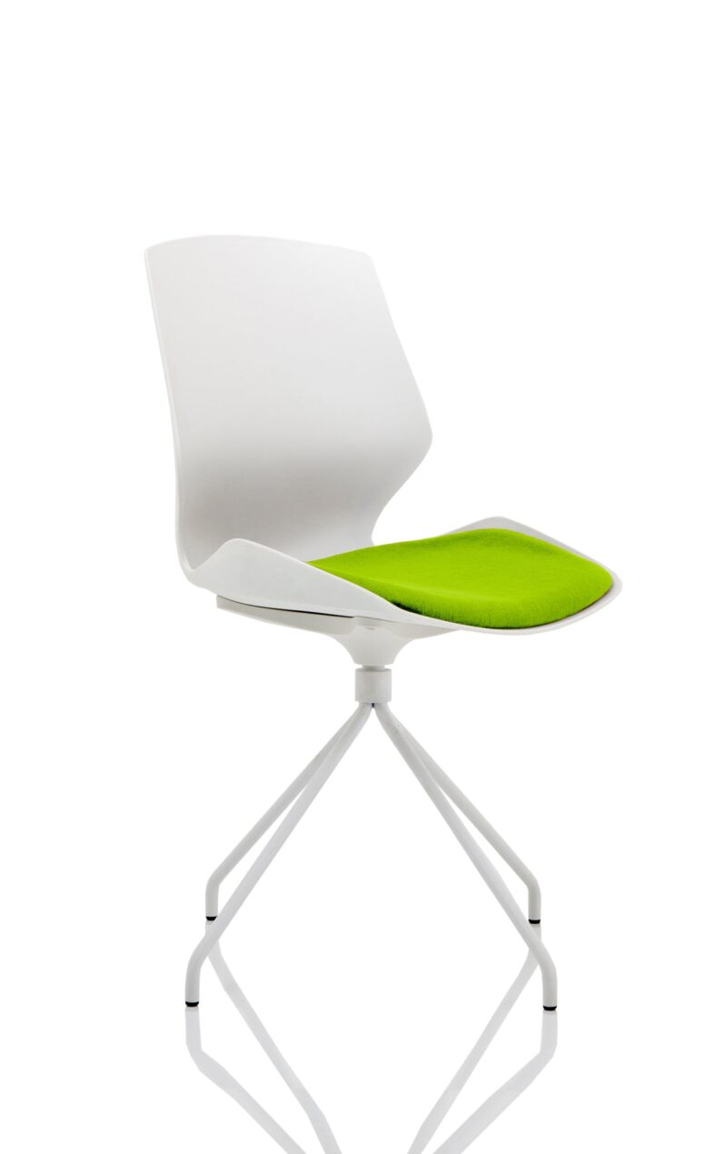 Florence Spindle White Frame Fabric Seat Visitor Chair - Image 12