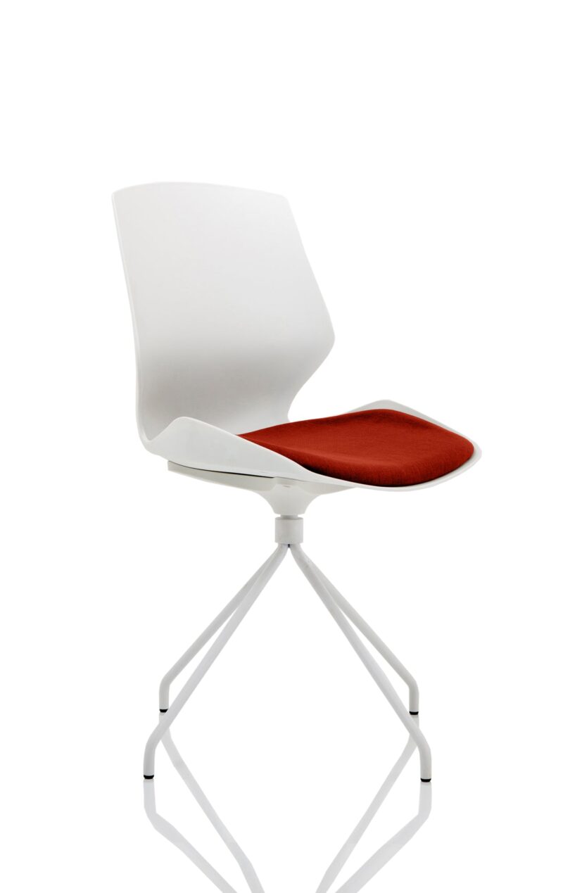 Florence Spindle White Frame Fabric Seat Visitor Chair - Image 10