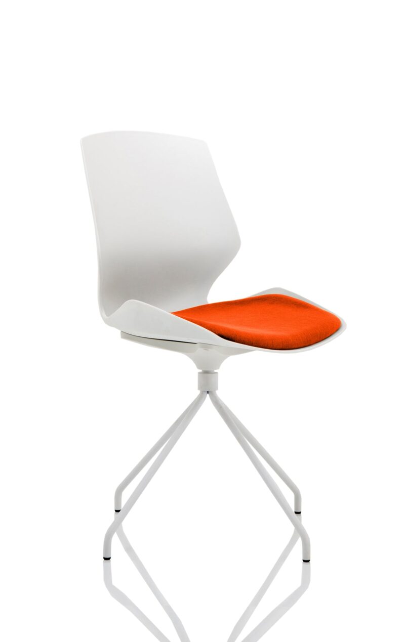 Florence Spindle White Frame Fabric Seat Visitor Chair - Image 15