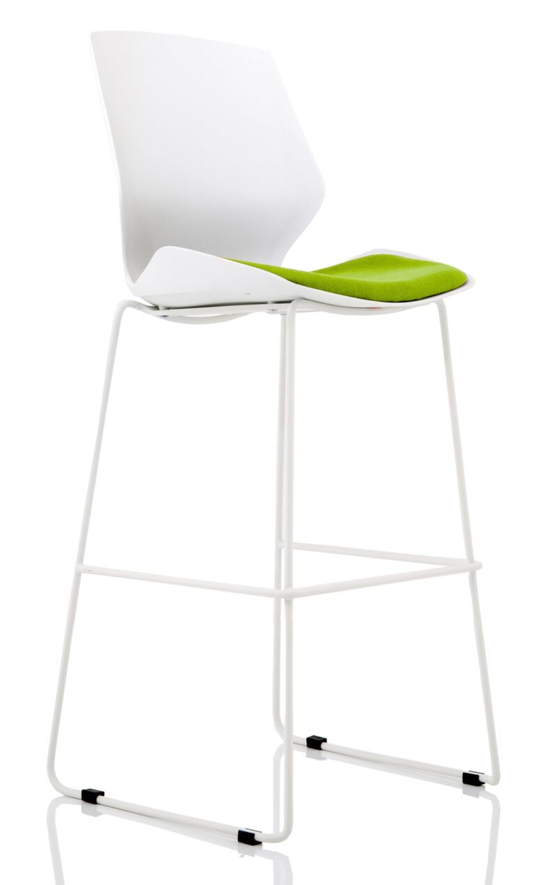 Florence White Frame Fabric Seat High Stool Chair - Image 14
