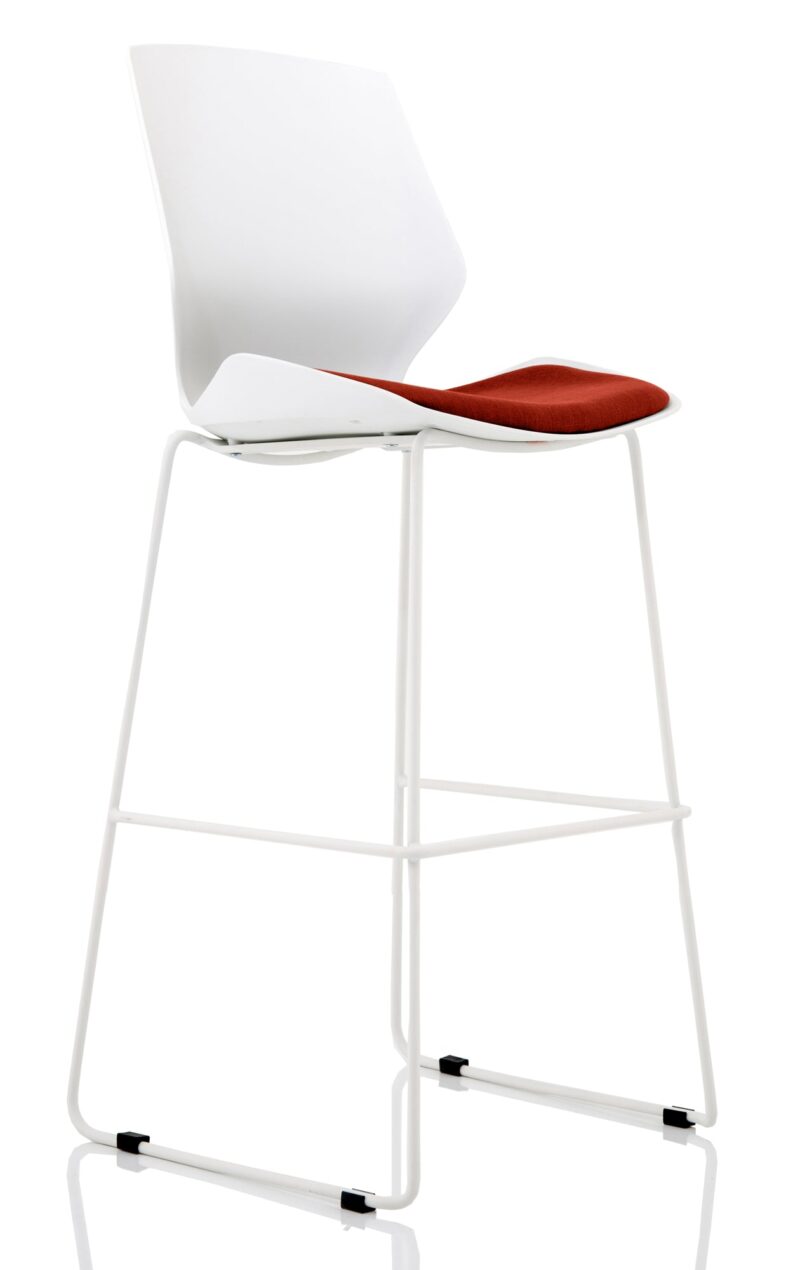 Florence White Frame Fabric Seat High Stool Chair - Image 12
