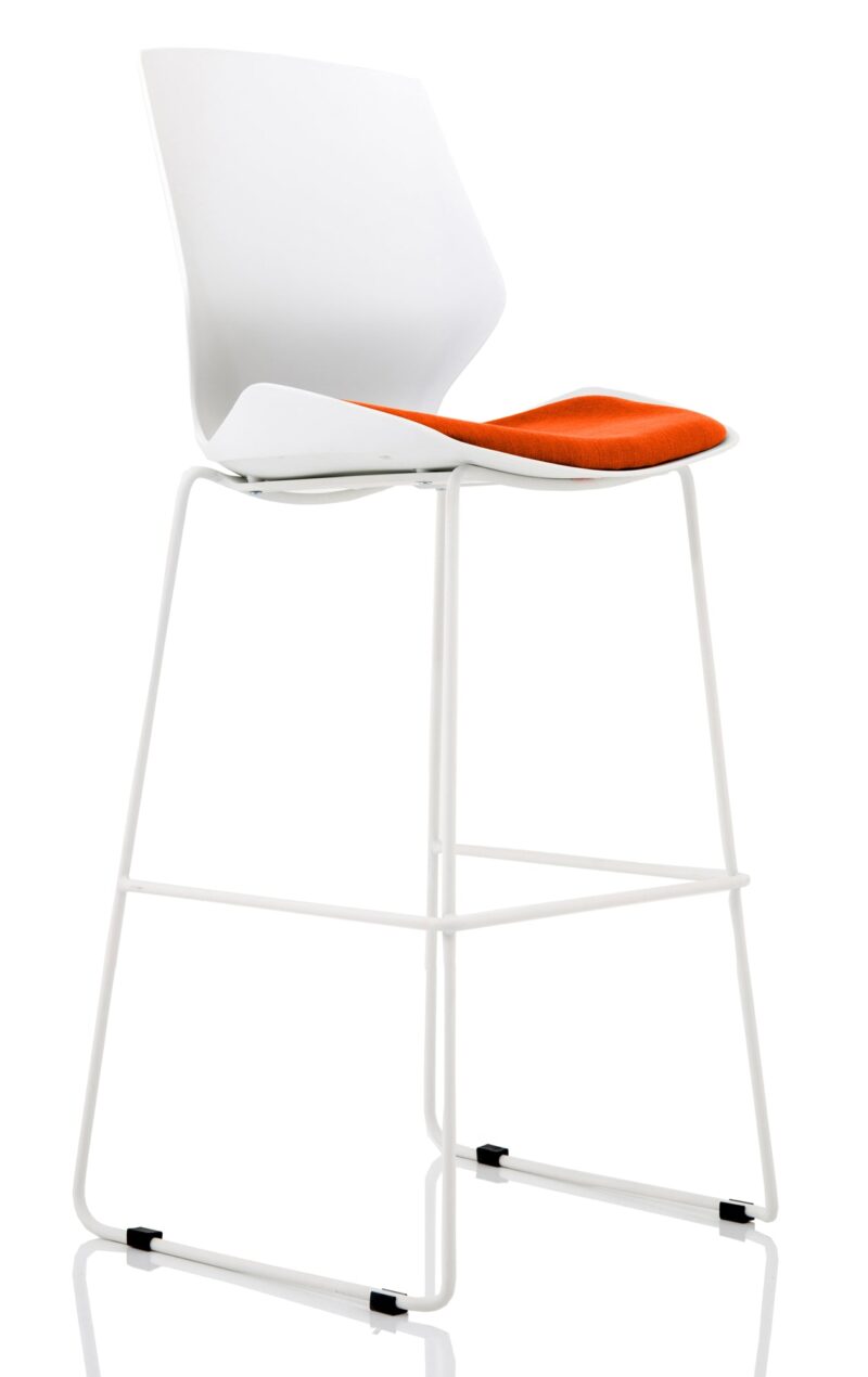 Florence White Frame Fabric Seat High Stool Chair - Image 17