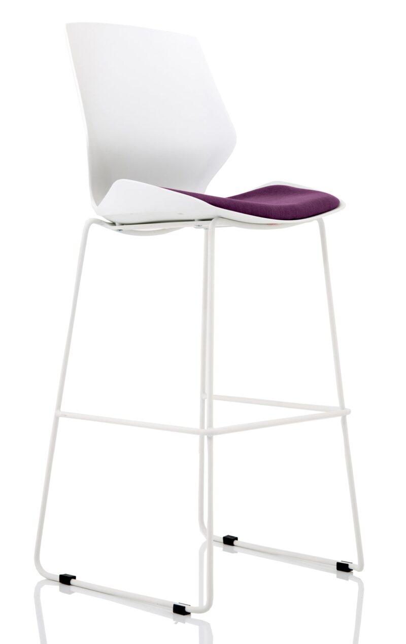 Florence White Frame Fabric Seat High Stool Chair - Image 7
