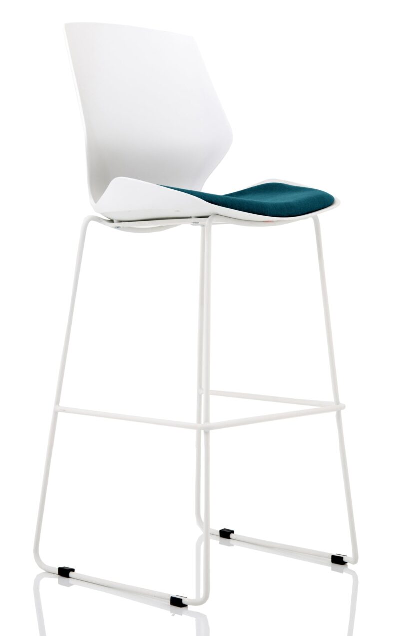 Florence White Frame Fabric Seat High Stool Chair - Image 13
