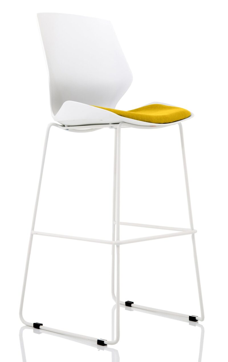 Florence White Frame Fabric Seat High Stool Chair - Image 15