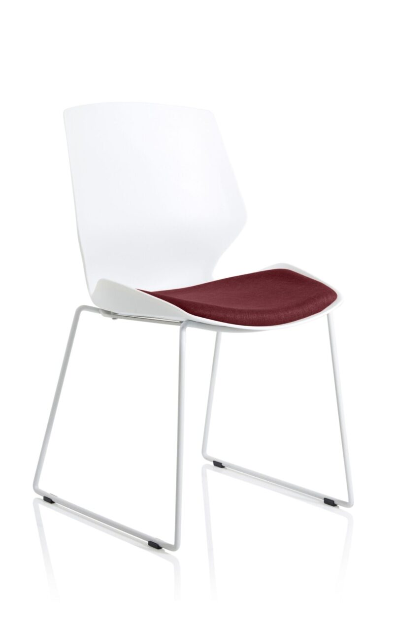Florence Sled White Frame Fabric Seat Visitor Chair - Image 10