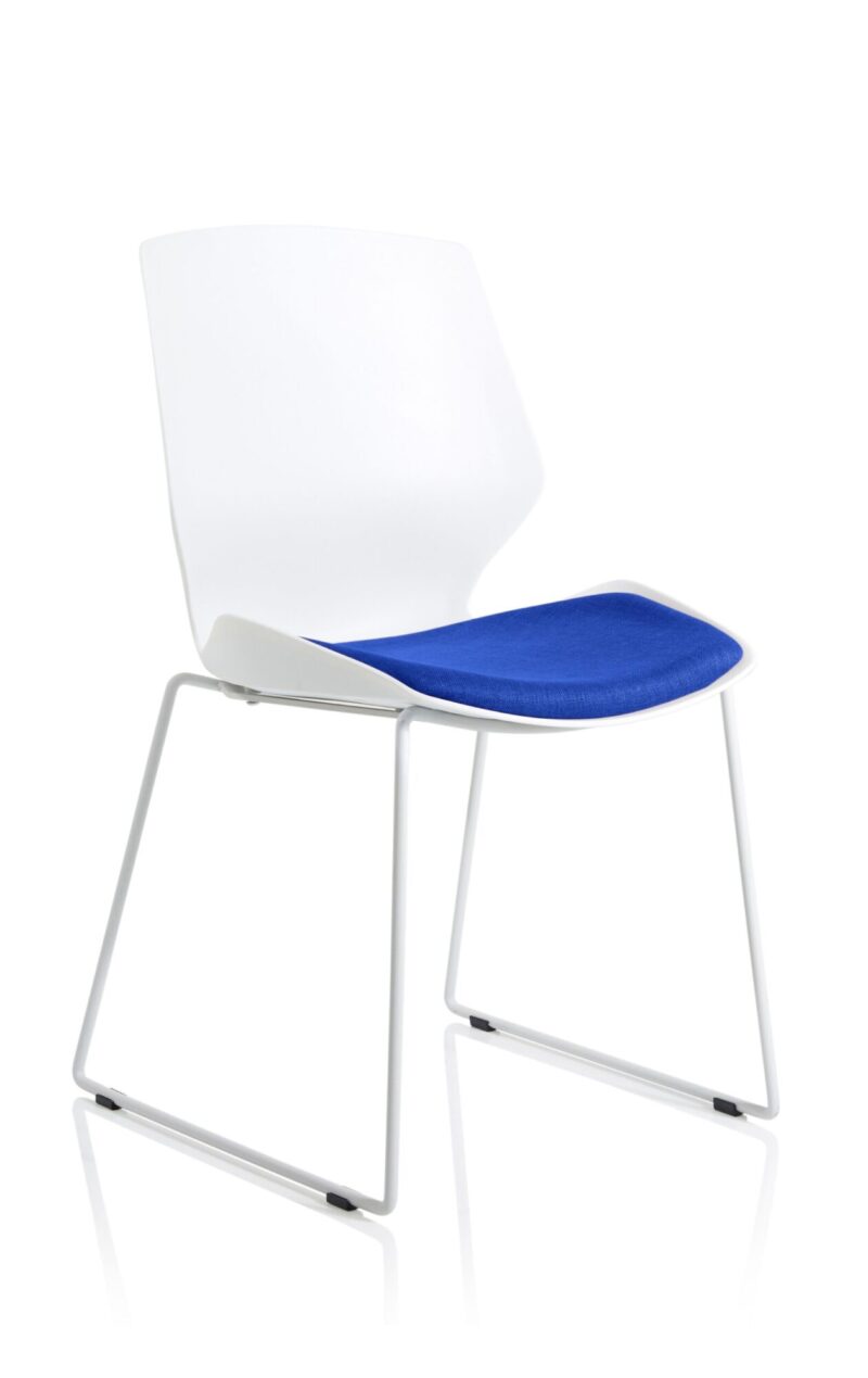 Florence Sled White Frame Fabric Seat Visitor Chair - Image 14