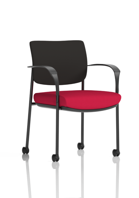 Brunswick Deluxe Medium Back Stacking Visitor Office Chair with Arms with Castors Bespoke