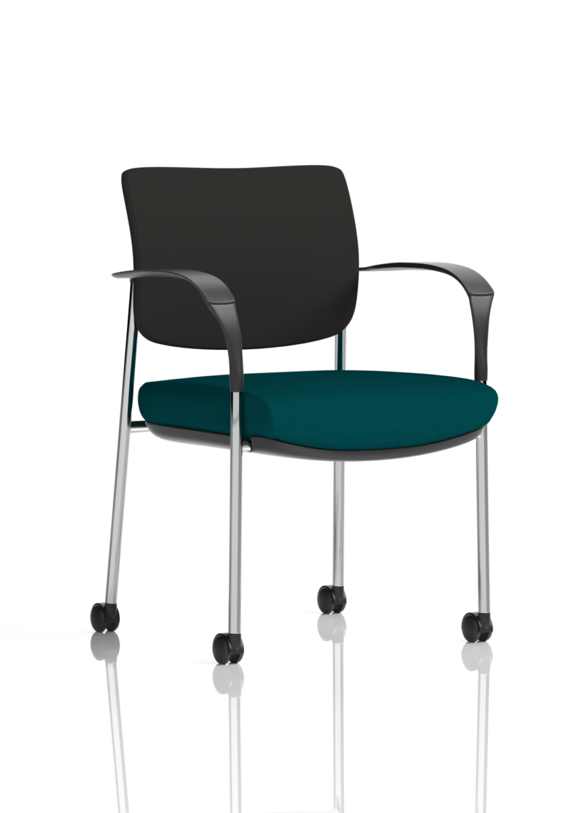 Brunswick Deluxe Medium Back Stacking Visitor Office Chair with Arms with Castors Bespoke - Image 11