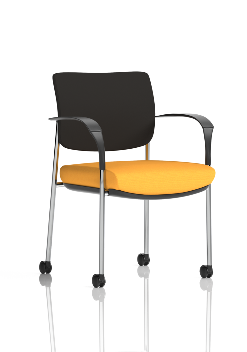 Brunswick Deluxe Medium Back Stacking Visitor Office Chair with Arms with Castors Bespoke - Image 13