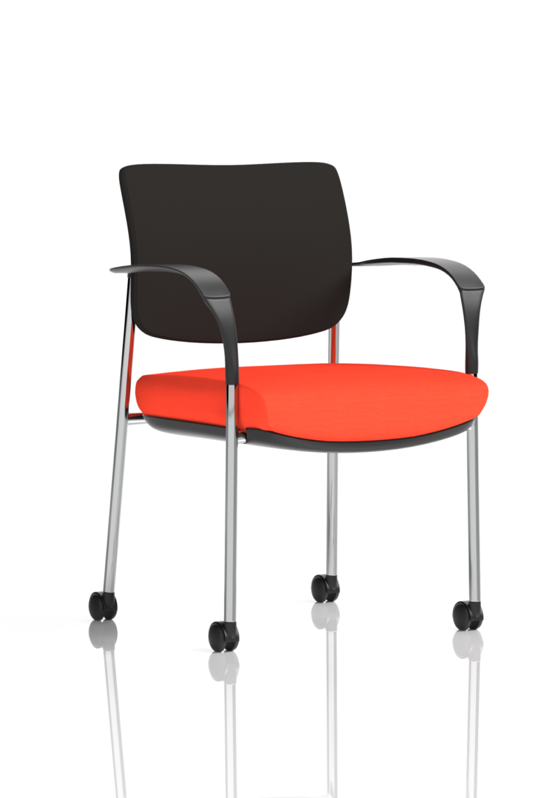 Brunswick Deluxe Medium Back Stacking Visitor Office Chair with Arms with Castors Bespoke - Image 15