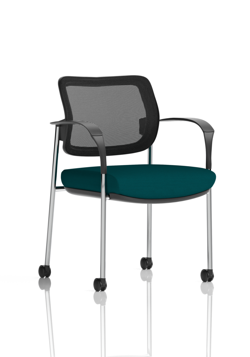 Brunswick Deluxe Medium Back Stacking Visitor Office Chair with Arms with Castors Bespoke - Image 43