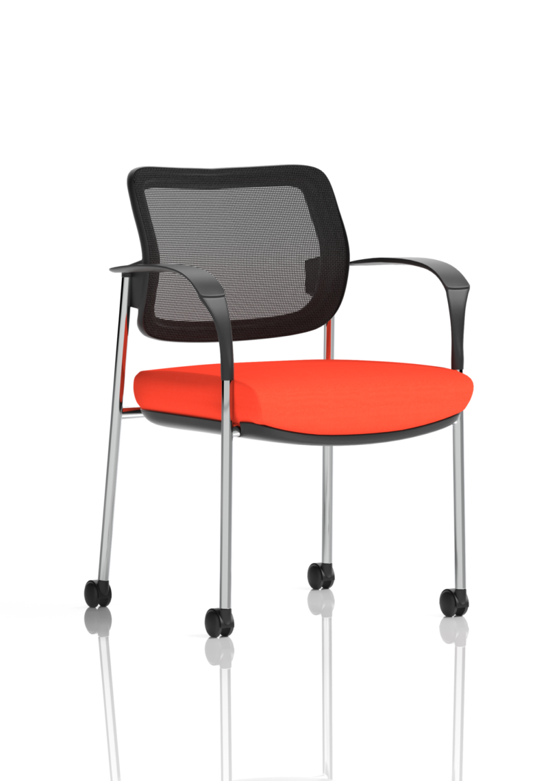 Brunswick Deluxe Medium Back Stacking Visitor Office Chair with Arms with Castors Bespoke - Image 47